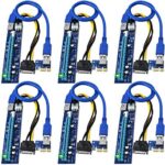 LinksTek PCIE Risers for ETH/BTC GPU Miner Rigs, PCIE Riser Cable for Bitcoin, Ethereum Mining, GPU Riser Adapter, GPU Riser Cable, PCI Express Riser VER006C(6Pack)