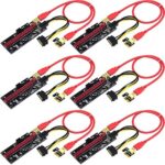 VER 009S [6-Pack] PCIE Riser 1X to 16X Graphics Extension for GPU Mining Powered Riser Adapter Card by BAY Direct 60cm USB 3.0 Cable 4 Solid Capacitors, Two 6PIN and Molex 3 Power Options