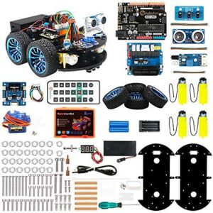 Keywishbot Smart Robot Car Kit, 4WD Remote Control Car for DIY Learning Kit,with BLE Development Board,Ultrasonic Sensor,Great Educational STEM Toys Gift, Support Scratch Library