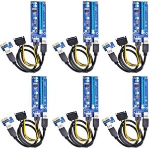 Optimal Shop PCI Express 16x to 1x Powered Riser Adapter Card w/60cm USB 3.0 Extension Cable and 6-Pin PCI-E to SATA Power Cable-GPU Riser Extender Cable-Ethereum Mining ETH (6 Pack 6 Pin)