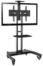 Rocelco VSTC 32"-70" Mobile Flat Screen, Monitor, A/V and TV Cart with A/V Component and Webcam Shelves (R VSTC), Black