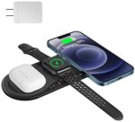 Wireless Charger Station,Topume 3 in 1 Wireless Charging Station 15W Max for iPhone 12/11/11 Pro/11 Pro Max/X/XS/XR/Xs Max/8/8 Plus/SE 2/Samsung Phone, AirPods 2/Pro, iWatch-Black