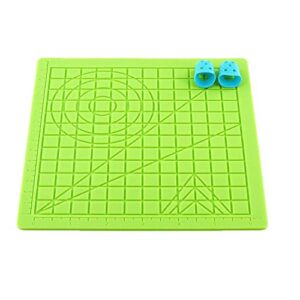 OUYZGIA Silicone Material 3D Printing Square Imitation Drawing Board Pen Pad 0.3mm High Temperature Resistant with Two Silicone Finger Protectors for Kit and Adult（7×7inch,Green）