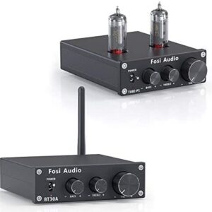 Fosi Audio BT30A Bluetooth 5.0 Stereo Audio Amplifier 2.1 Channel Receiver Class D Amp and P1 Tube Pre-Amplifier