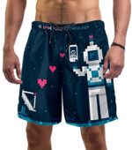 Vockgeng Beach Shorts British Flag Guitar Quick Dry Swim Trunks with Mesh Lining Board Shorts for Men Boys XXL