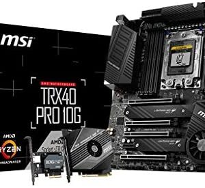 MSI TRX40 PRO 10G Motherboard (AMD sTRX4, PCIe Gen4, M.2, USB3.2 Gen2x2, DDR4, Dual 10G LAN, ATX)