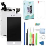 7iper Screen Replacement for iPhone 6 Plus 5.5 inch - LCD Display Touch Digitizer Frame Assembly Set with Proximity Sensor, Front Camera, Earpiece Speaker, Tempered Glass and Repair Tools (White)