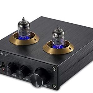 Nobsound Bluetooth HiFi 6J2 Vacuum Tube Preamplifier Stereo PreAmp Digital Treble & Bass Tone Control (Black)