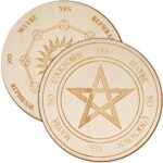 Jetec 2 Pieces Wooden Pendulum Board with Stars Sun and Moon for Divination, Dowsing Divination Metaphysical Message Board Wooden Carven Board Altar Decoration for Witch and Wiccan (Natural Wood)