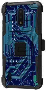 TurtleArmor | Compatible with Nokia C2 Tava Case | Nokia C2 Tennen Case [Hyper Shock] Rugged Hybrid Dual Layer Armor Holster Belt Clip Case - Phone Circuit Board