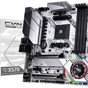 Segotep CVN X570M Gaming Frozen V14 Micro ATX Gaming Motherboard/AMD X570M Ryzen 2000 and 3000 Gen with AM4 DDR4 SATA 6Gb/s/ 2xM.2 Slots RTL8111H 1000M LAN/USB 3.1/2-Way AMD Crossfire