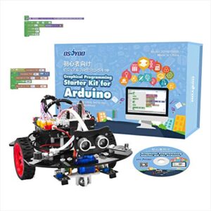 OSOYOO Graphical Programming Robot Car Starter Kit for Arduino | Easy 24-Step Tutorial, Begins from Hello World Project up to Advance | STEM Mechanical Motorized Robotics for Kids Teens Adults