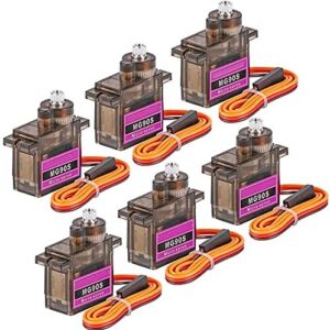 RGBZONE 6Pcs MG90S 9G Geared Micro Servo Motor for Remote Control Helicopter Airplane Boat Smart Robot Car Micro Robot