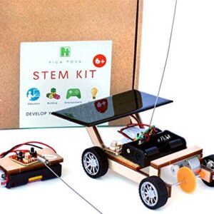 Pica Toys Solar Car V1 Model Kits to Build, Science Experiment Kit for Kids Age 8-12, Wireless Remote Control Robotic Stem Project, Electric Motor Hybrid Powered