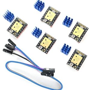 DEVMO 5pcs 3D Printer Part Stepstick Mute TMC2209 V1.2 Stepper Motor Driver with Heatsink for SKR V1.3 MKS GEN L Ramps 1.4/1.5/1.6 3D Printer Control Board(UART Mode)