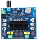 Walfront Bluetooth 5.0 Digital Amplifier Board 1002W DC12-24V Dual Channel Stereo Amp Module Support for Memory Card AUX Input