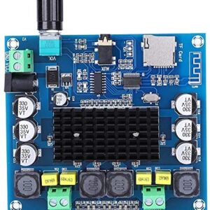 Walfront Bluetooth 5.0 Digital Amplifier Board 1002W DC12-24V Dual Channel Stereo Amp Module Support for Memory Card AUX Input