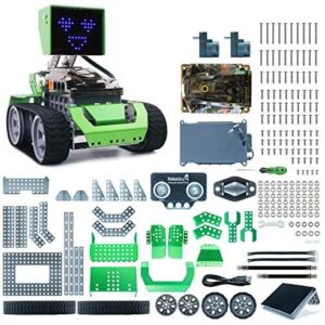 Robobloq STEM 6 in 1 Metal Qoopers Robot Building Kit with Remote Control, LED Martrix, Ultrasonic Sensor etc. for Scratch, Arduino, Python Learning, Coding Toy for Kids