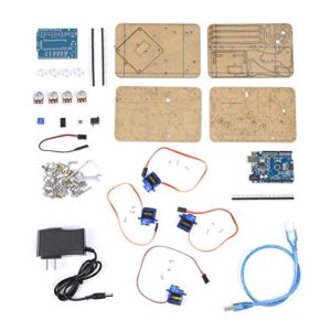 Robot Arm Kit, DIY Robot Arm, DIY Assembly Acrylic Mechanical Arm 4 DOF Robot Claw Kit for Arduino Robotics SNAM1900