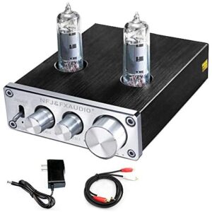 FX-AUDIO TUBE-03 Tube Preamplifier 6K4 Tube Hi-Fi Tube Preamp with Bass & Treble Control Home Theater Stereo Audio Preamplifier DC 12V (Silver)