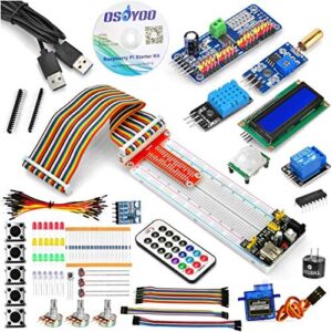 OSOYOO Raspberry Pi 4 3B 3B+ Zero W Starter DIY Kit for beginners Teenages | STEM Robotic Education for Building Programming Learning How to code C & Python | Bundle Include 15 Kinds Electronics Units