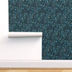 Spoonflower Peel and Stick Removable Wallpaper, Circuit Board, Blue, Black, Geek, Computer, Nerd, Robot Print, Self-Adhesive Wallpaper 24in x 144in Roll