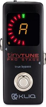 KLIQ TinyTune Pro Stage Tuner Pedal for Guitar and Bass with True Bypass Switching, Pitch Calibration and Flat Tuning (Power Supply Required)