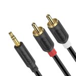 J&D 3.5 mm to 2RCA Cable, RCA Cable Gold Plated Audiowave Series 3.5mm Male to 2 RCA Male Stereo Audio Adapter Y Splitter RCA Cable, 9 Feet