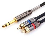 TISINO 1/4 to RCA Cable, Quarter inch TRS to RCA Audio Cable 6.35mm Stereo Jack to Dual RCA Insert Cable Y Splitter Cable - 3.3 feet/1 Meter