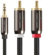 3.5mm to RCA Cable (10FT), FosPower RCA Audio Cable 24K Gold Plated Male to Male Stereo Aux Cord [Left/Right] Y Splitter Adapter Step Down Design