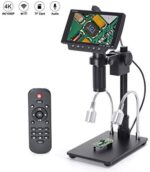 HAYEAR 5 inch Screen Full HD 2160P/1080P 16MP HDMI USB & WiFi Digital Microscope Camera Video Kit 150X C-Mount Lens with IMX Sensor; Max Magnification 300X