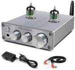 FX AUDIO Bluetooth 5.0 GE5654 Vacuum Tube Preamp Stereo Receiver HiFi DAC and Headphone Amplifier with Bass&Treble Control for Home Audio (Silvery)